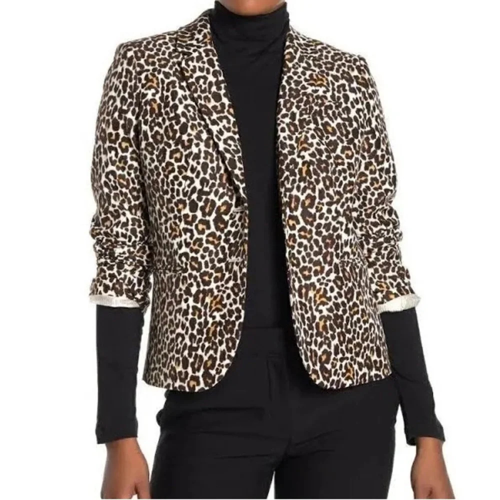 J. Crew schoolboy leopard cheetah print animal blazer fall - Picture 2 of 8